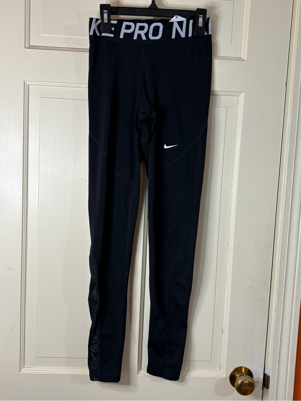 Nike Pro Dri-FIT Women's Black Compression Leggings Pull On Size Small Mesh Pane